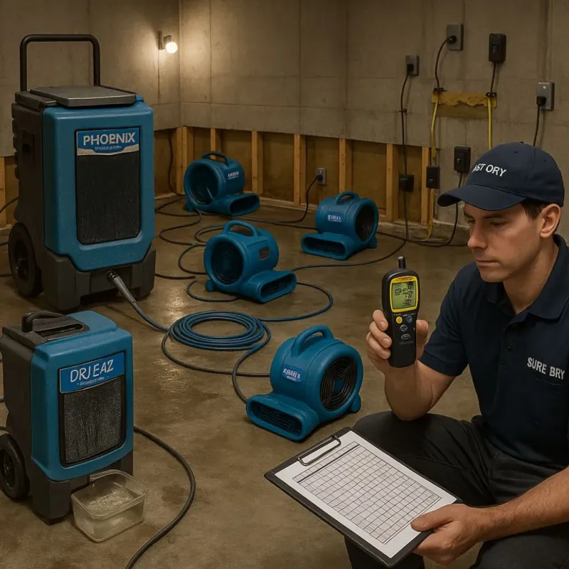 Structural Drying and Dehumidification process in Roland, IA